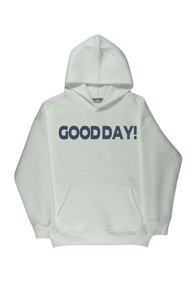 By Caspita Fashion Lenithra Good Day Back Printed Unisex Oversize White Hoodie