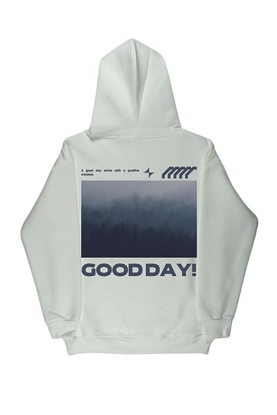 By Caspita Fashion Lenithra Good Day Back Printed Unisex Oversize White Hoodie