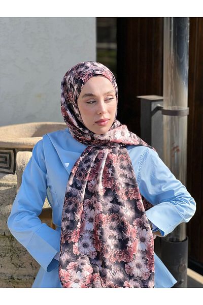 Modakaşmir Daisy Pattern Twill Shawl