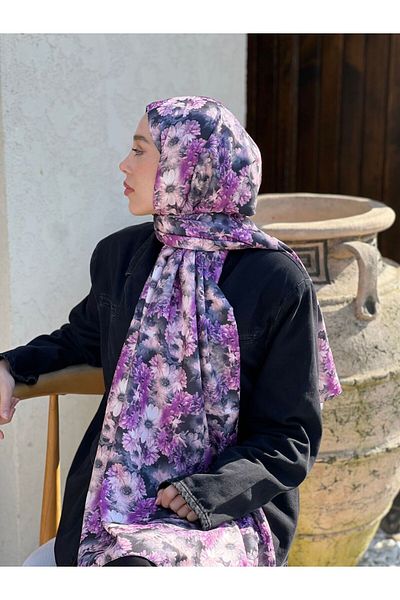 Modakaşmir Daisy Pattern Twill Shawl