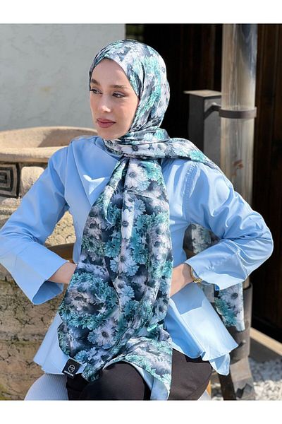 Modakaşmir Daisy Pattern Twill Shawl