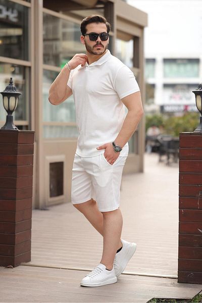 YUNED Wrinkled Fabric Summer Lycra Men's Shorts Suit