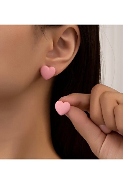 monalisatoka Kadın Pembe Kalpli Küpe