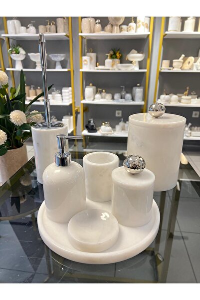 ege gross Dekoratif Mermer Banyo Seti Takımı 7 Li Buyuk Disko Top Pirinç Deta...