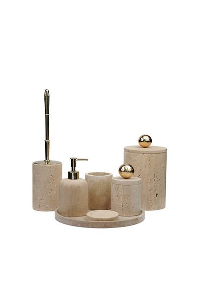 ege gross Decorative Marble Bathroom Set Set Set of 7 Large Disco Ball Brass Detailed Design Set