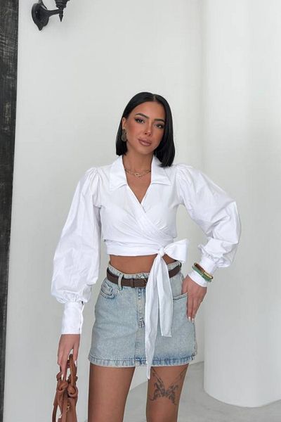 Sorridi Double Breasted Collar Tie Shirt