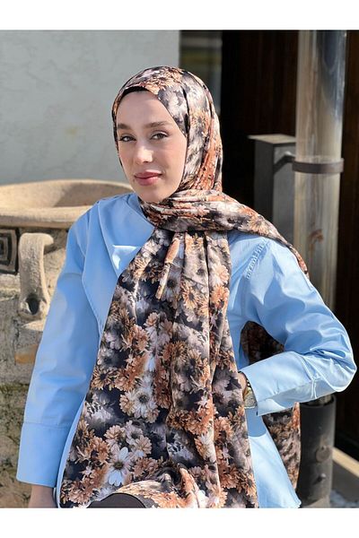 Modakaşmir Daisy Pattern Twill Shawl