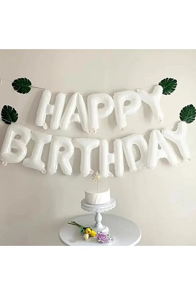 asöy Happy Birthday Team Foil Balloon White 35 cm Set White Happy Birthday Balloon