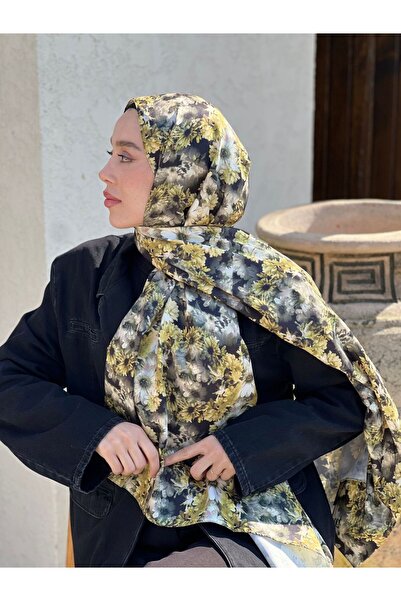 Modakaşmir Daisy Pattern Twill Shawl