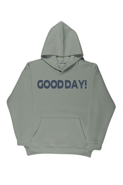 By Caspita Fashion Lenithra Good Day Back Printed Unisex Oversize Gray Hoodie