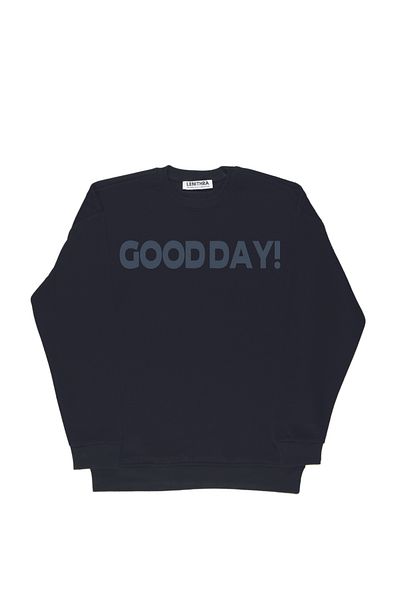 By Caspita Fashion Lenithra Good Day Back Printed Unisex Oversize Black Sweatshirt