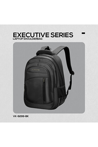 Volkano حقيبة ظهر للكمبيوتر المحمول مقاس 15.6 بوصة مصنوعة من البوليستر المتين و4 حجرات تخزين ومقبض من مادة إيثيلين فينيل أسيتات - لون أسود