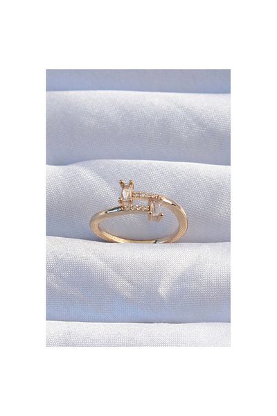 Skygo Brass Gold Color Zircon Stone Geometric Adjustable Ring - Tj-Byk3239