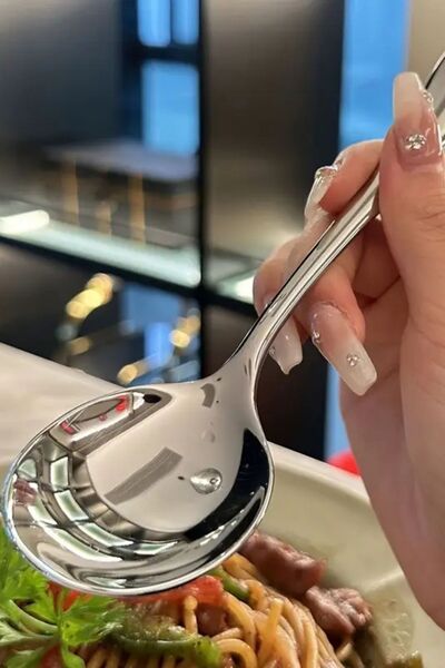 PAZARAKOŞ Dayanıklı ve Şık Metal Servis Kaşığıı 20 Cm Salata Kaşığı