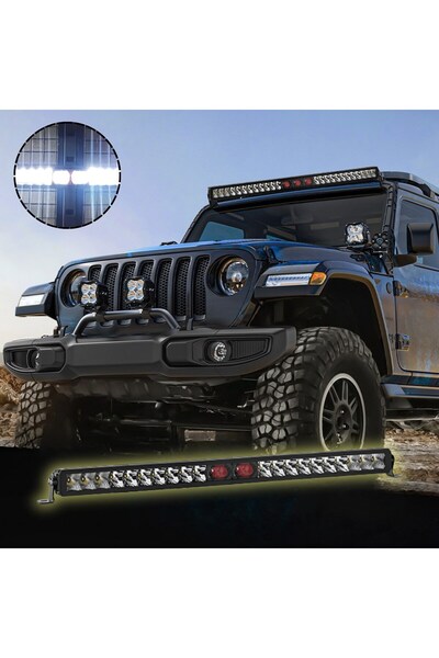 DEKOHOP Off-Road Premium Tavan LED Bar 80 CM Beyaz Işık Projektör Kırmızı Göz...
