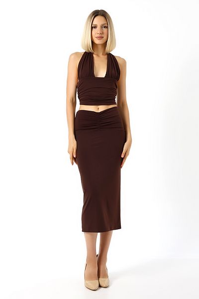 Zula Moda Γυναικεία ντραπέ μίντι φούστα