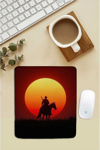 SonicTouch لوحة ماوس بدون خياطة مستطيلة الشكل من Cowboy Red مع مسند للمعصم مقاس 18 × 22 سم