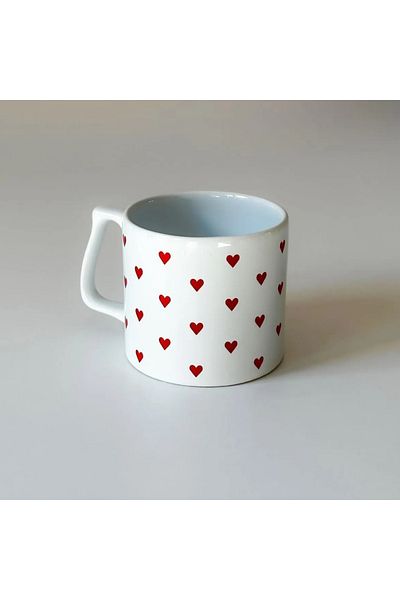 BASKIBAZAR Since 2020 Heart Pattern Printed Cup Mug Ceramic Coffee Mug