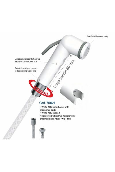 IDROSPANIA SHATTAF /ANTI TWIST FLEX NUT/ WHITE PVC PIPE 70061 MS