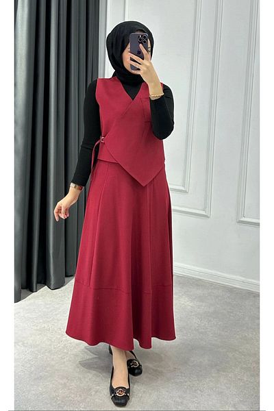 ANKA BOUTIQUE Asymmetrical Side Tie Skirt Suit