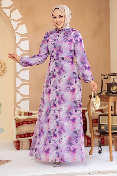 Neva Style Purple Flower Pattern Dress 27991