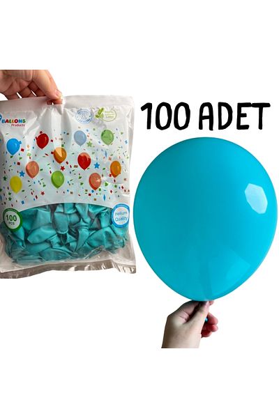Balon marketi Balloonist Sister 12 Inch Turquoise Latex Balloon - Pack of 100 (Indoor & Outdoor Compatible)