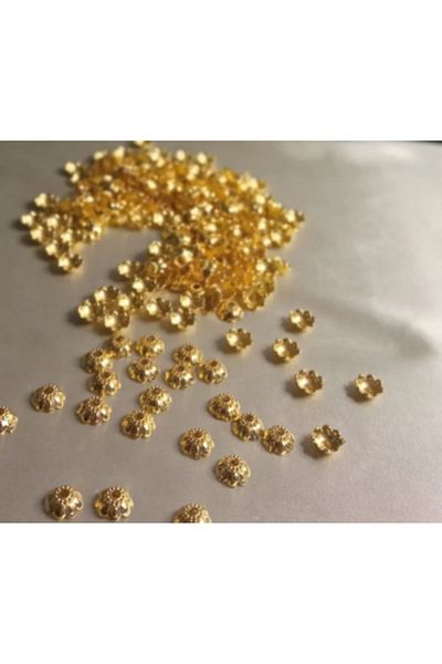 PASAMİA Gold Color Flower Capsule Rosary Bracelet Necklace (131 Pieces)