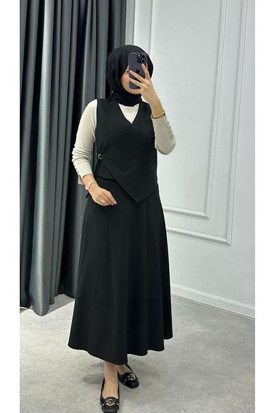 ANKA BOUTIQUE Asymmetrical Side Tie Skirt Suit