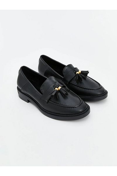 LC Waikiki Lcw Steps Black Leather Look Women's Loafer Shoes