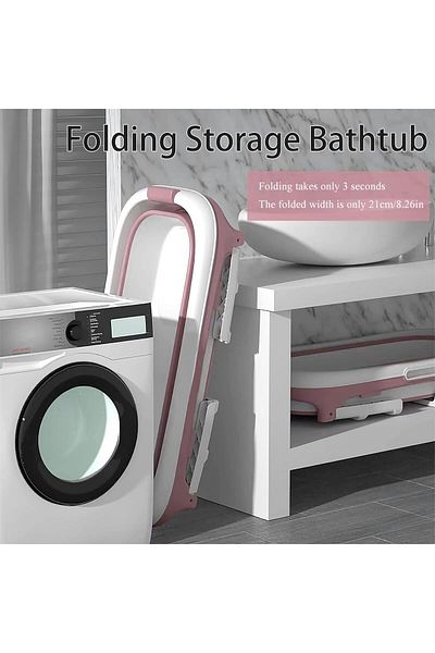 Generic Foldable Bathtub With Cover for Adults size 142*62.5*50 cm Pink color