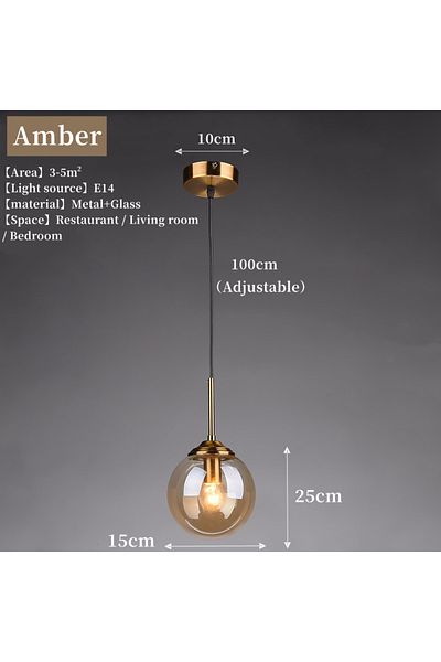 MSZGJY Warm White Amber Modern Luxury Metal Chandelier Nordic Creative LED Glass Pendant Lamp Living Room D