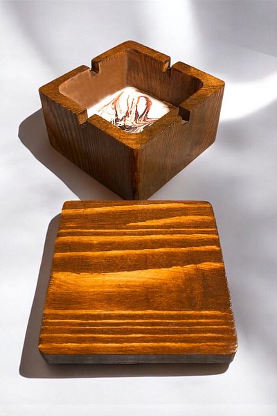 RocArt Home Дървен пепелник с капак