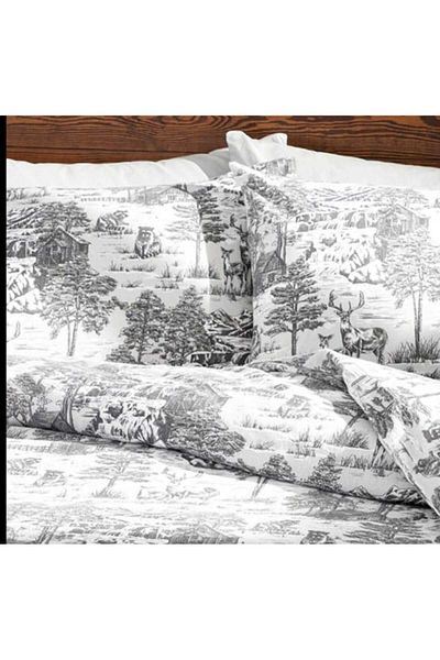 English Home Winter Forest 100% bumbac flanel pachet de 2 fete de pernă