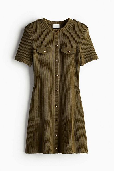 H&M Rib-knit button-front dress