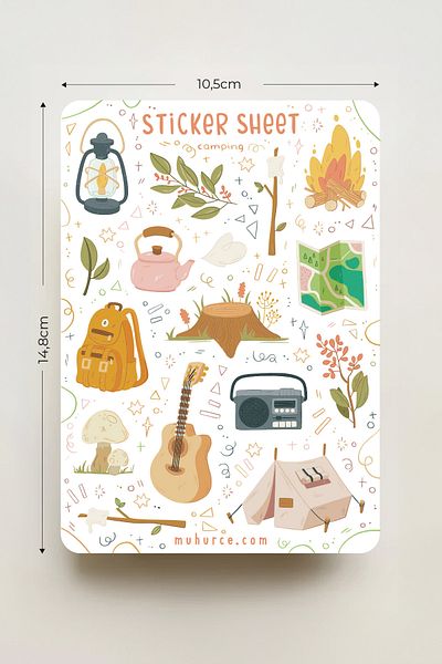 MÜHÜRCE Camping Sticker - Nature and Adventure Stickers - for Agenda, Diary and Bullet Journal