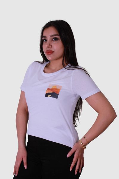 trender Tricou alb pentru femei cu imprimeu Sunset Model 5
