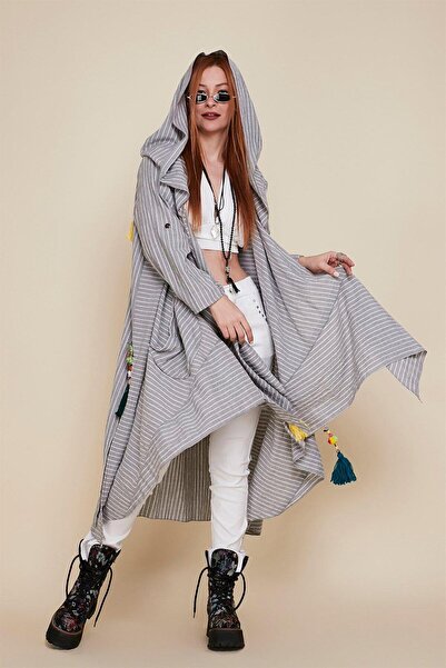 Park Moda Εποχιακό πόντσο Boho με κουκούλα με μάγισσα και καπάκι