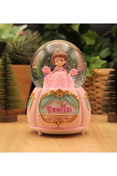 hediyesahibi Prenses Temalı Büyük Boy Püskürtmeli Işıklı ve Müzikli Kar Küres...