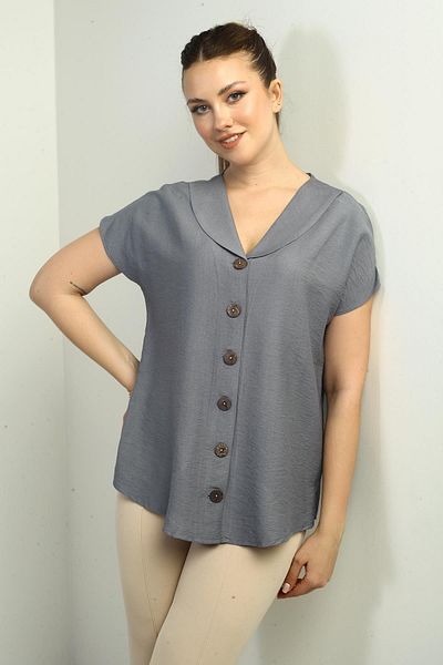 By Saygı Cămașă oversize cu guler șal pentru femei