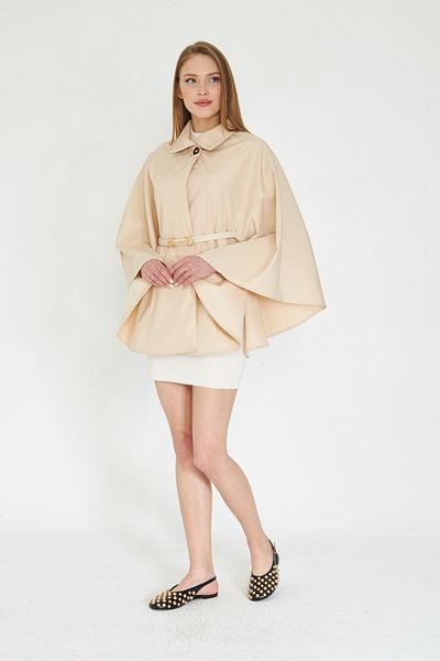 SevdeUgur Trench cu centură crem Poncho / Sevde Ugur