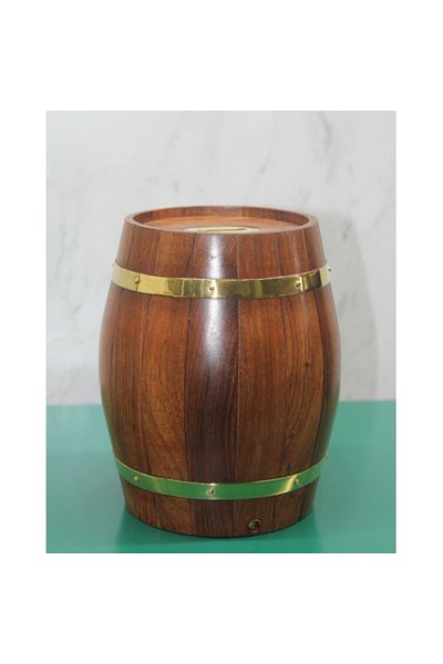 Mu Art Ahşap Brass Detailed Barrel Piggy Bank Model 3