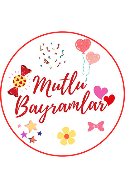 Dekals 20 Adet Mutlu Bayramlar!!! Yazılı Etiket Kuşe Sticker Hediye Paketleme...