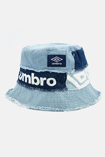 UMBRO قبعة دلو نسائية بشعار ماركة جينز، أزرق/أبيض