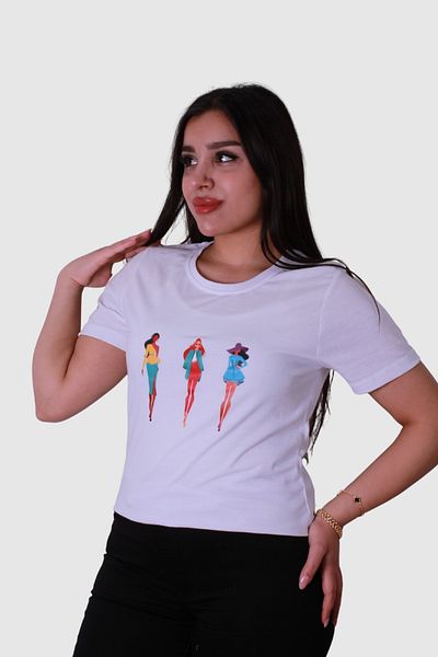 trender Tricou alb cu imprimeu pentru femei