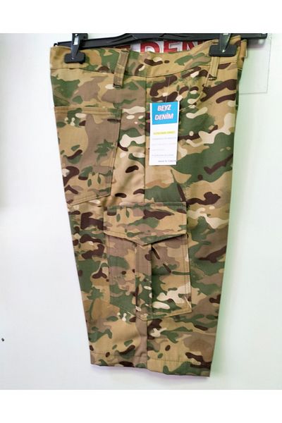 BeyzDenim Camouflage Ripsstop Knee Length Capri Shorts