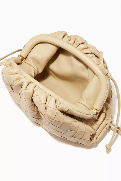 Generic Modern design woven leather handbag and shoulder bag with magnetic closure, beige