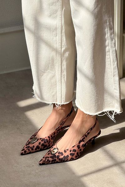 NİŞANTAŞI SHOES Cartella Leopard Patterned Satin Accessory Detailed Women's Heeled Shoes