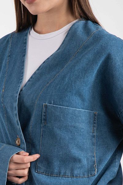Hatun Atila Women's Pocket Detailed Cardigan Denim Suit 8739 - Blue