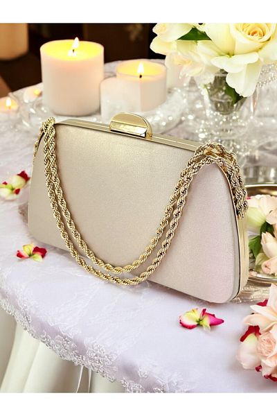Biçanta Ειδική σχεδίαση Skin Color Satin Chain Handle Crystal Stone Handle Γυναικεία βραδινή τσάντα φορέματος