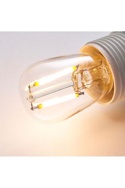 IKEA Lunnom 2 Adet E14 İnce Duy Retro Tasarım 100 Lümen Led Ampul Sıcak Beyaz